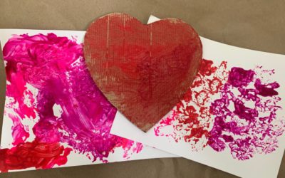Paint scrunched foil hearts